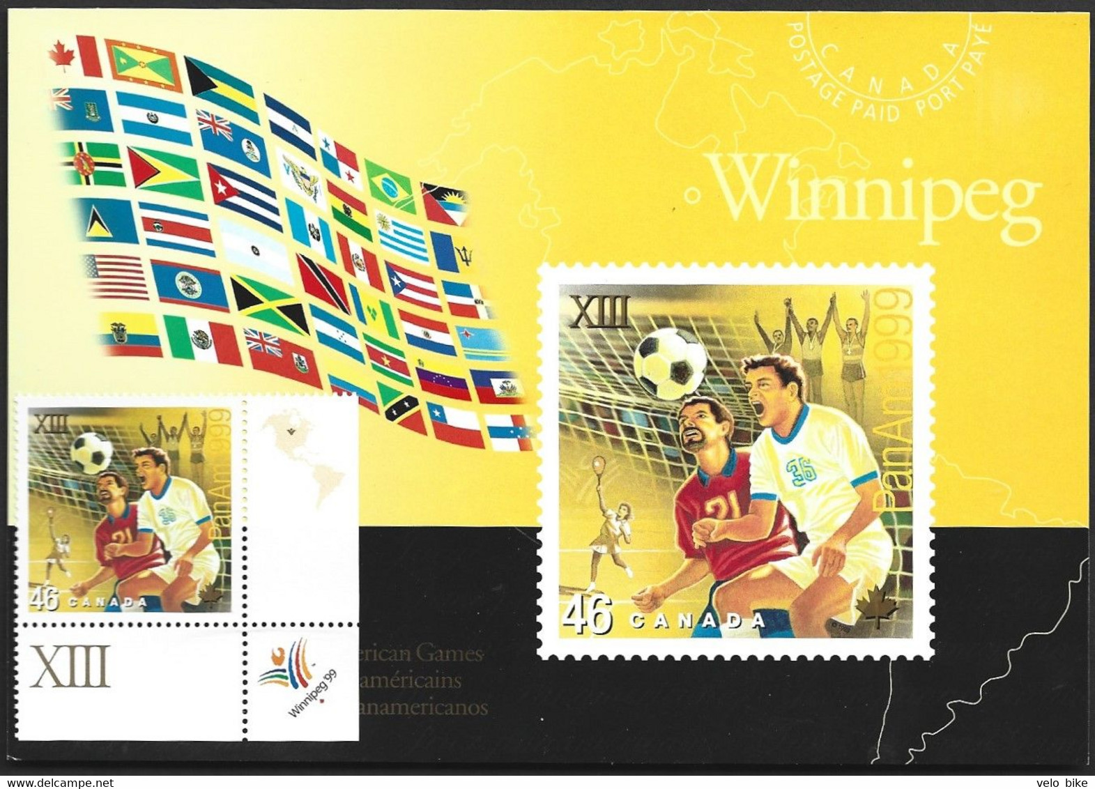 Canada Postal Stationery Port Paye PP Winnipeg Soccer Tennis 42 Nationa Flag Pan American Games - Autres & Non Classés