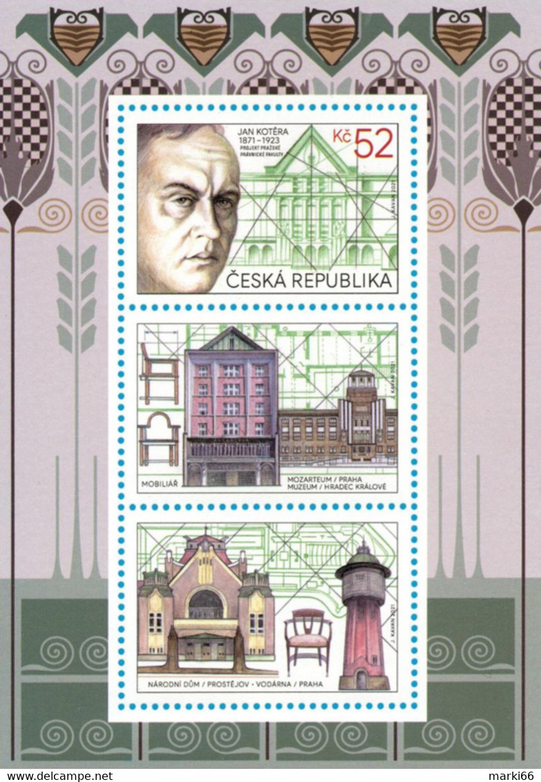Czech Republic - 2021 - Personalities - Jan Kotera, Czech Architect - Mint Souvenir Sheet - Unused Stamps