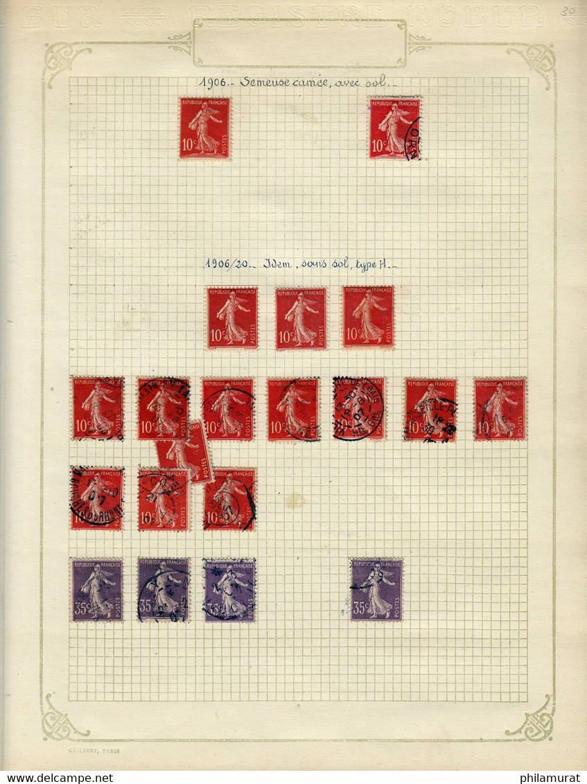 France 1900/1925 Collection neufs et oblitérés entre Yvert n° 107 et 180