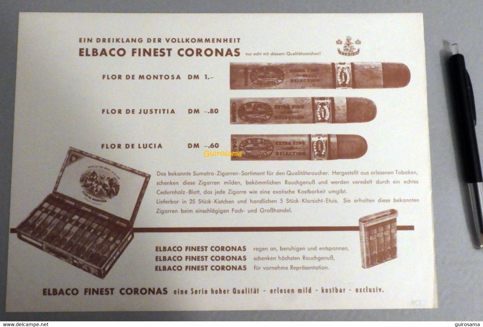 Corona Elbaco - Cigares - 1958 - Dokumente