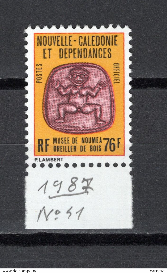 NOUVELLE CALEDONIE  SERVICE N° 41   NEUF SANS CHARNIERE COTE  3.00€  MUSEE OREILLER DE BOIS - Dienstmarken