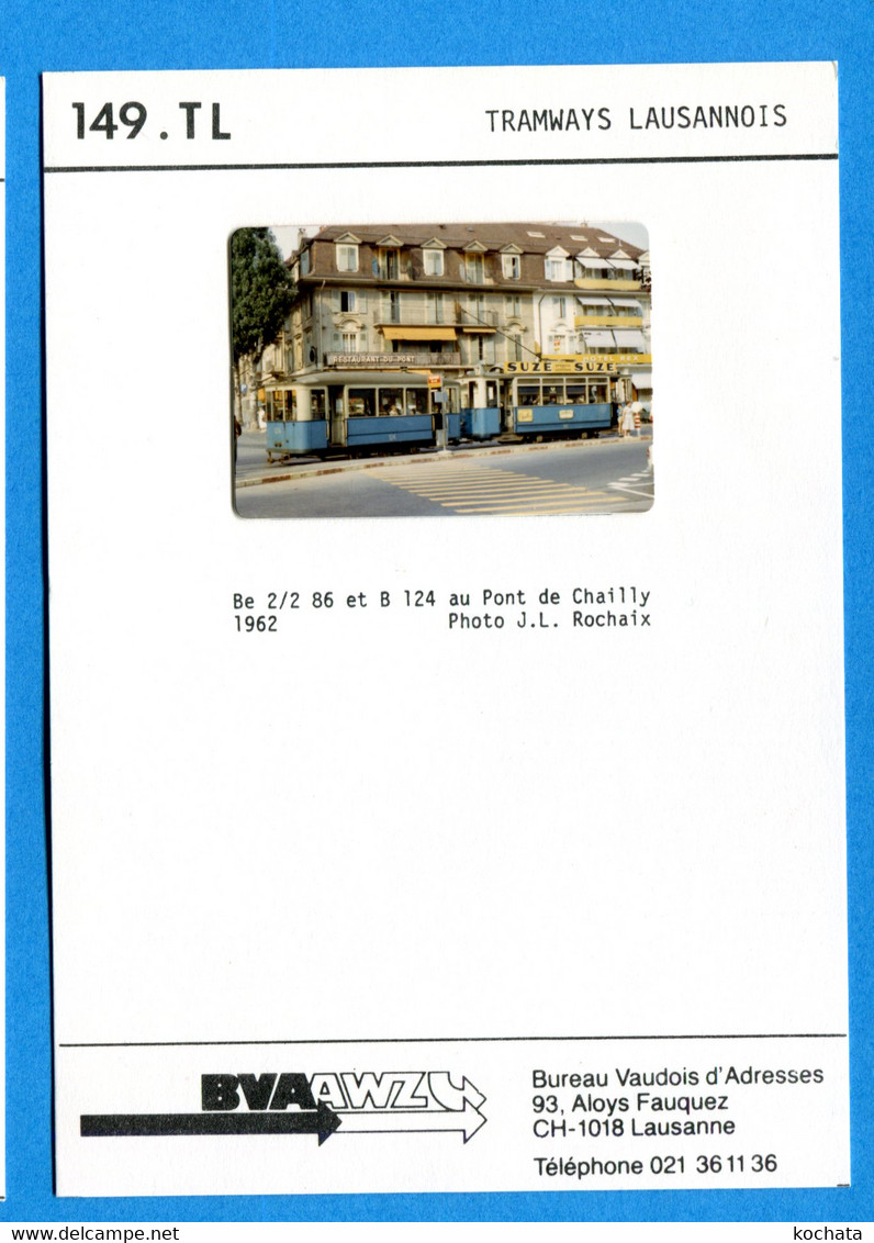 PRO293, Lausanne, Trolleybus, Tramway,TL, Restaurant Du Pont, Hotel Rex, Photo Collée Sur Des Cartes Du BVA - Autres & Non Classés