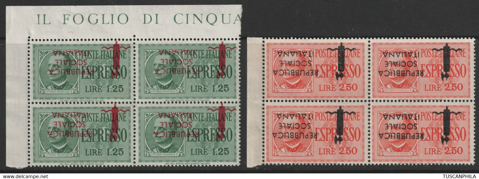 Repubblica Sociale 1944 Espressi Serie Completa Sass. 21a/22a Tir. VR MNH** Cv 380 - Posta Espresso