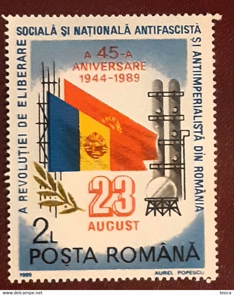 Errors Romania 1989, Mi 4544 Printed With Flag Color Misplaced  Mnh - Abarten Und Kuriositäten