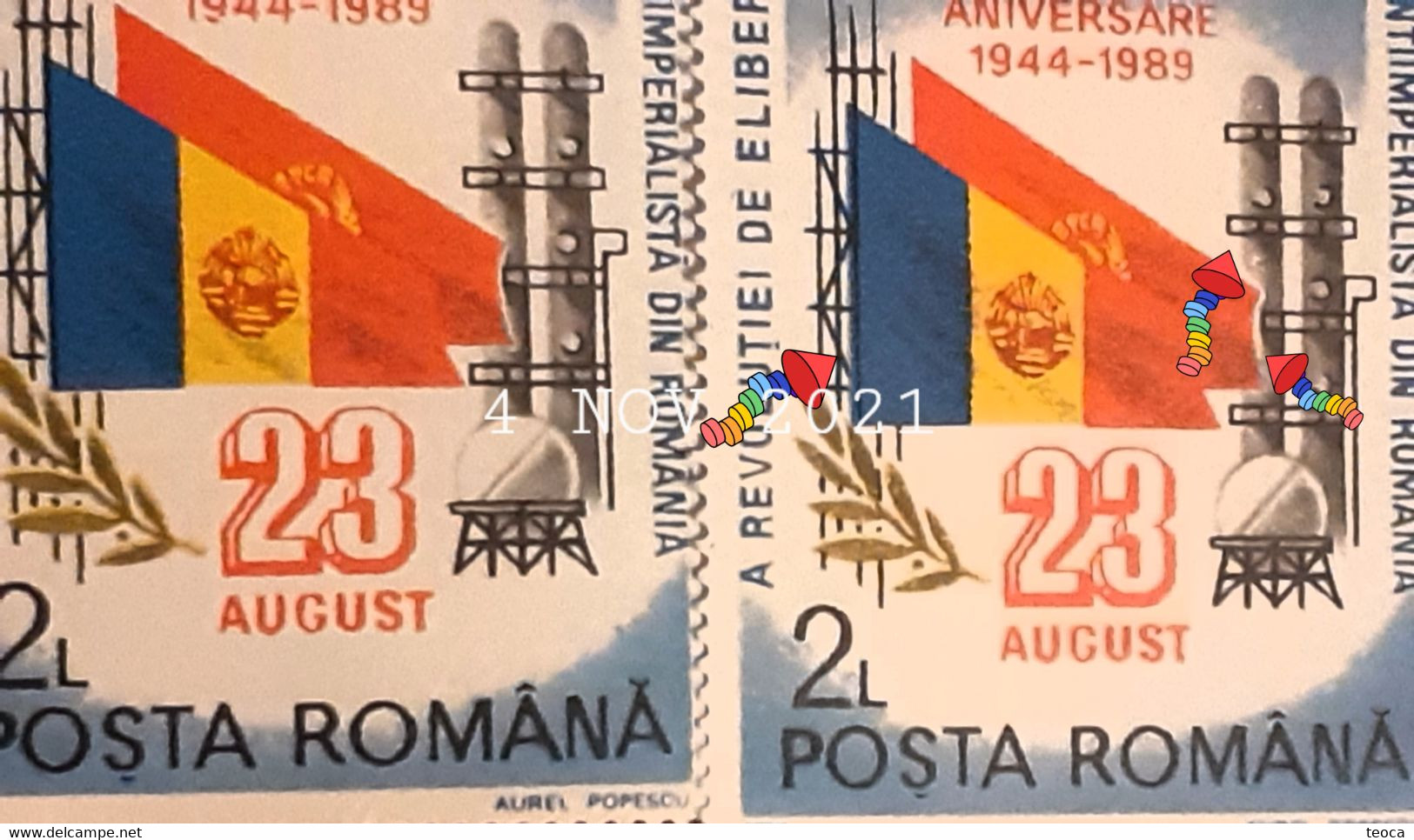 Errors Romania 1989, Mi 4544 Printed With Flag Color Misplaced  Mnh - Abarten Und Kuriositäten