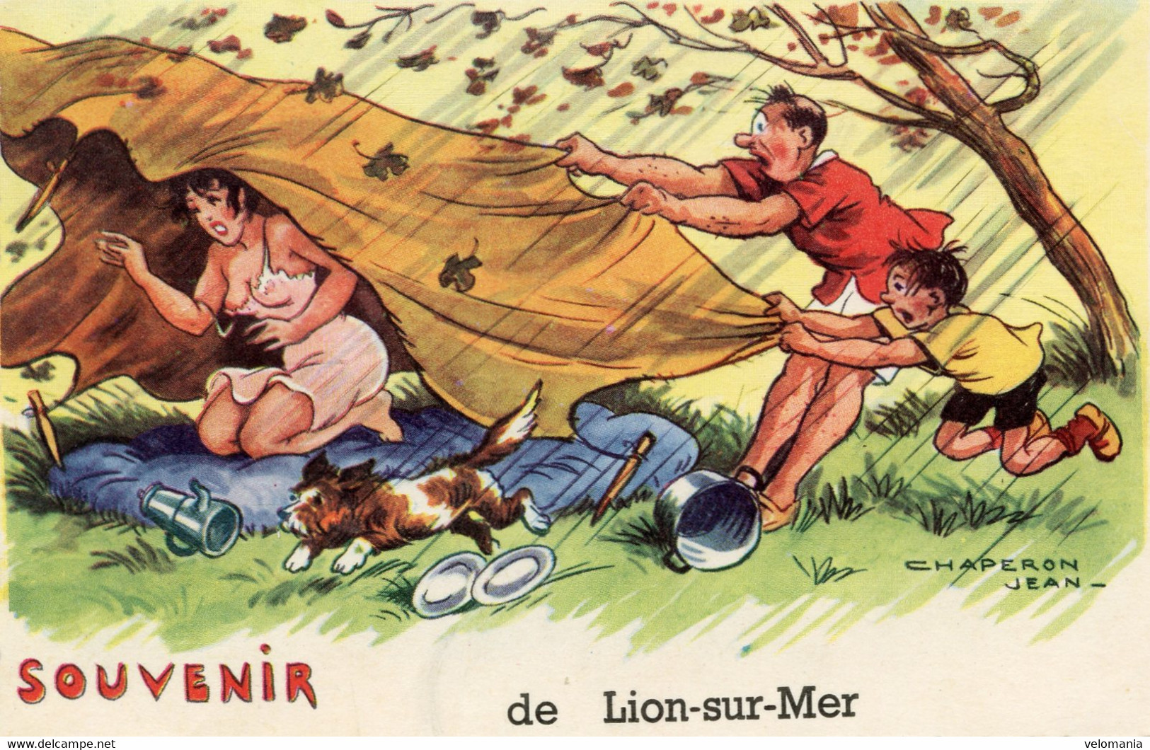 S6331 Cpa 14 Souvenir De Lion Sur Mer - Illustrateur Jean Chaperon - Other & Unclassified