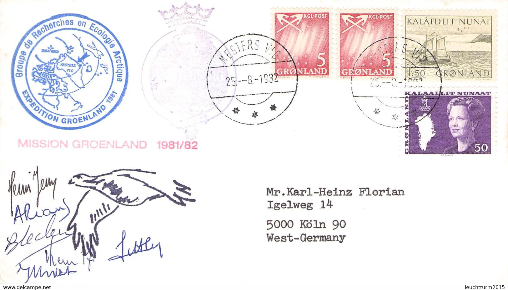 GREENLAND - COVER MESTERS VIG > KÖLN/DE /  YZ55 - Storia Postale