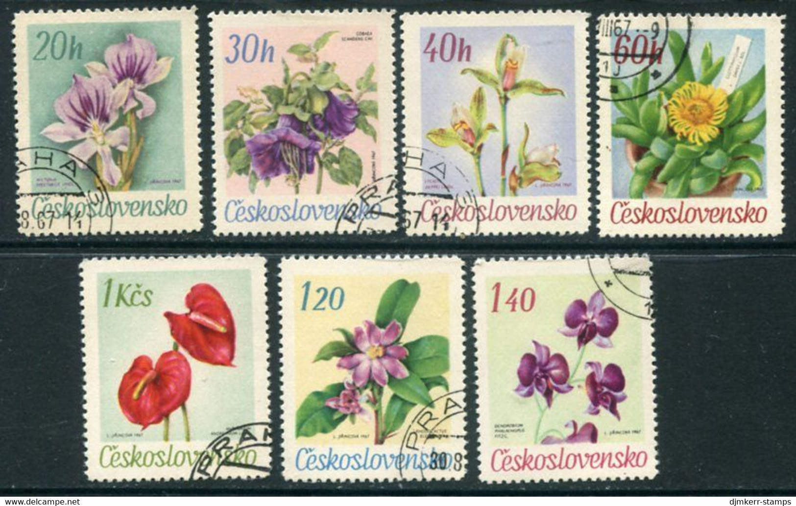 CZECHOSLOVAKIA 1967 Botanic Garden Flowers Used.  Michel  1724-30 - Usados