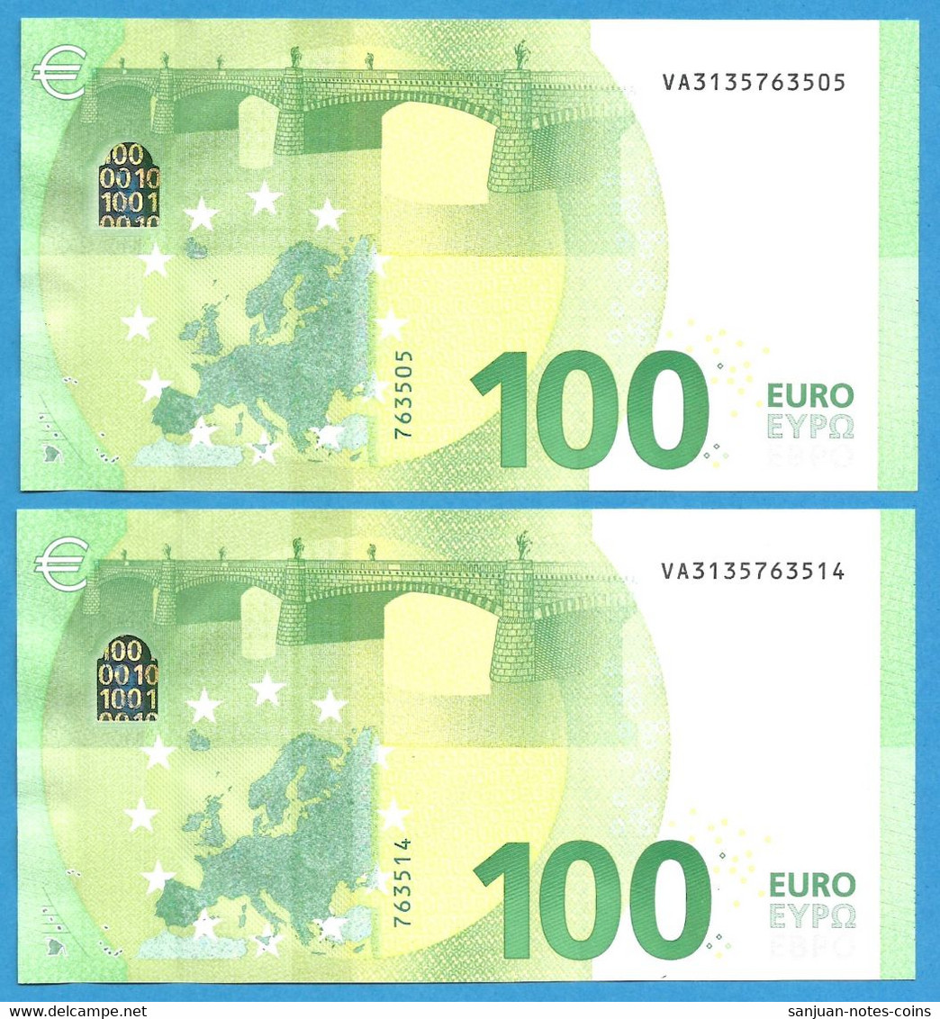 100 EURO SPAIN DRAGHI PAREJA VA-V003 UNC-FDS (D130) - 100 Euro