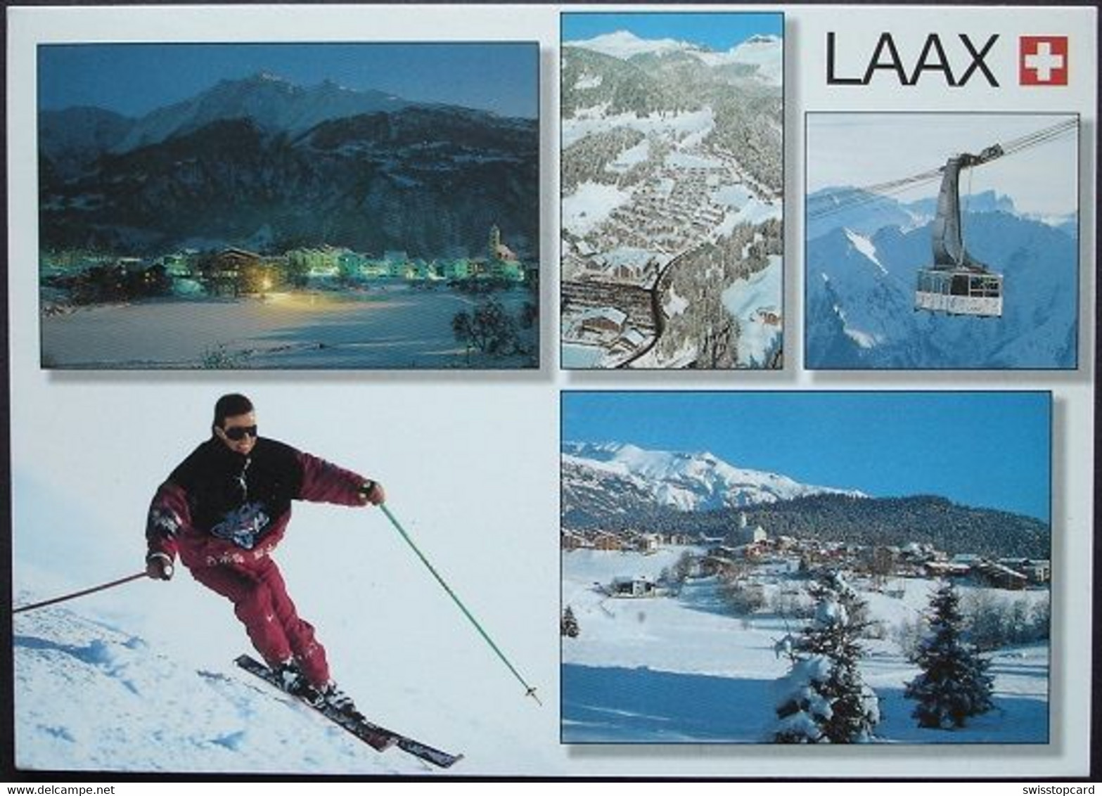 LAAX Das Dorf Gegen Die Signina Und Gegen Den Tschep Und Murschetg Luftseilbahn Skifahrer - Laax