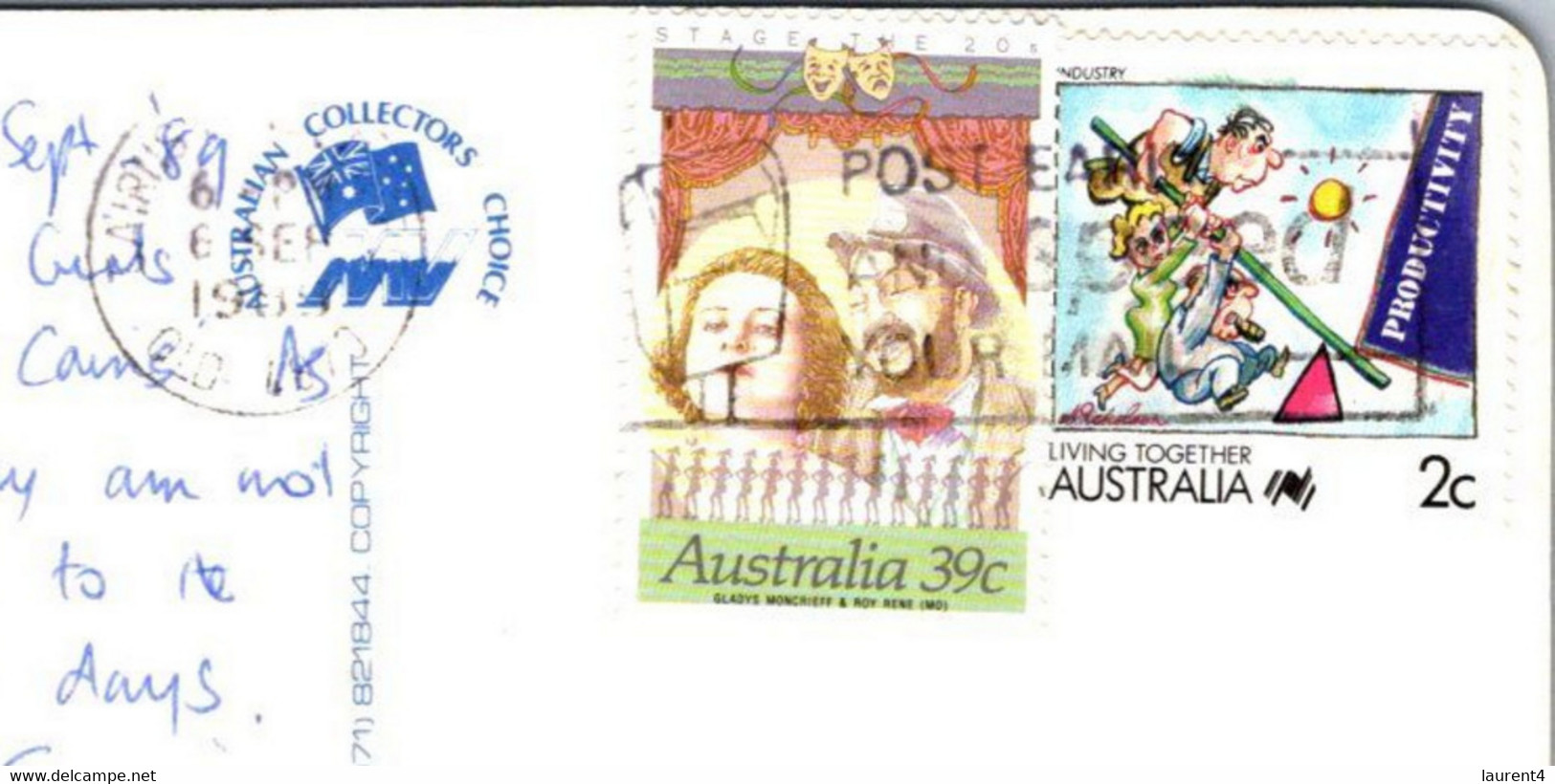 (1 B 29)  Australia - QLD - Great Barrier Reef  (posted 1988 ? With 2 Stamps) - Great Barrier Reef