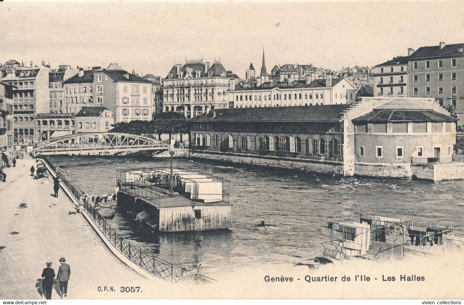 Suisse Genève Quartier De L'ile Les Halles - Bateau Lavoir - édit. CPN N° 3057 - Genève