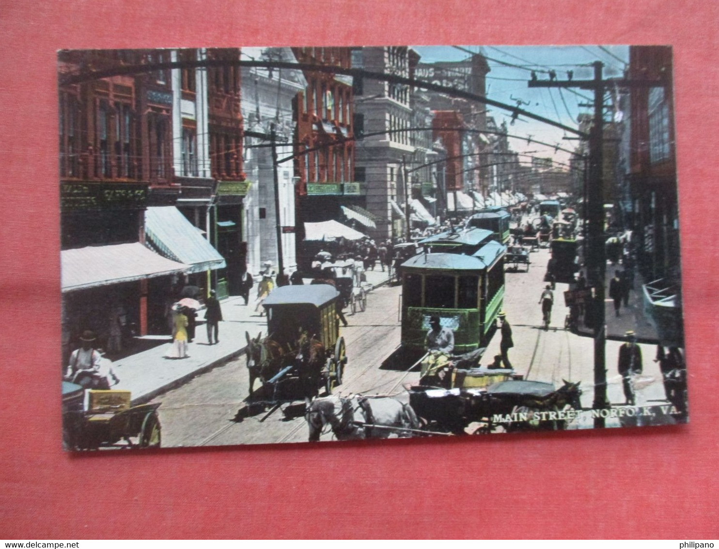 Trolley Main Street. Norfolk  Virginia  Has Crease.     Ref  5263 - Norfolk