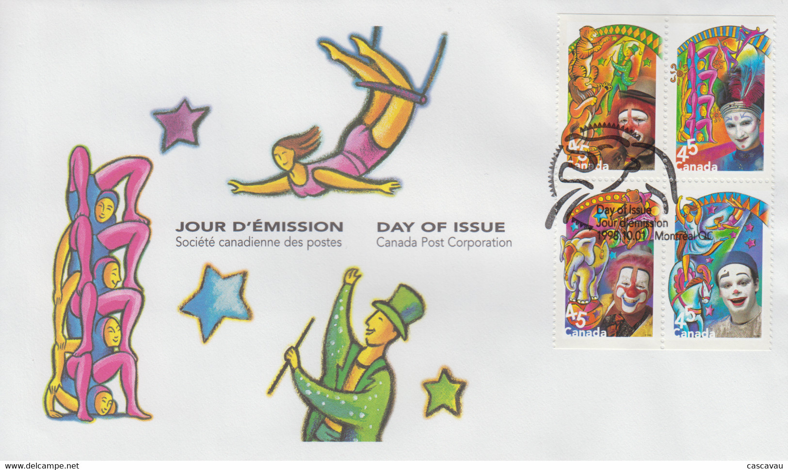 Enveloppe  FDC  1er  Jour   CANADA    Le    CIRQUE   1998 - Circus