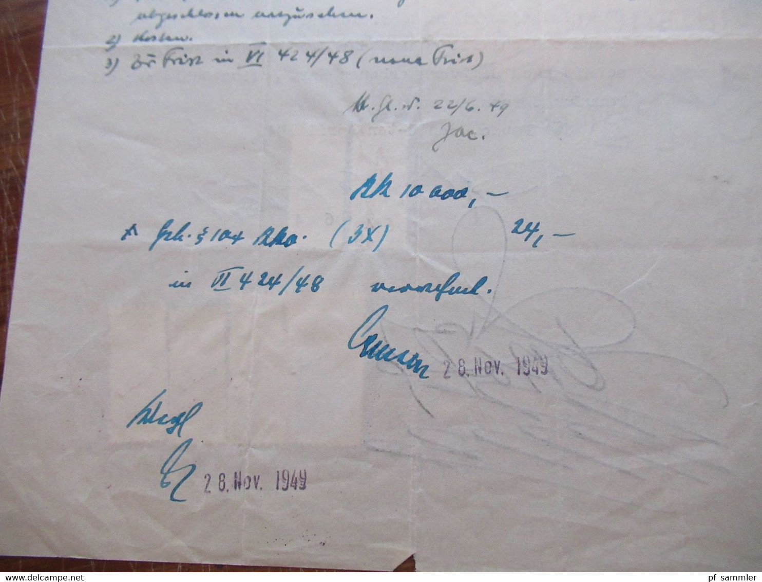 1949 Dokument mit Fiskalmarken / Revenues Brasilien Sao Paulo / Mönchengladbach Notar Erbausschlagung