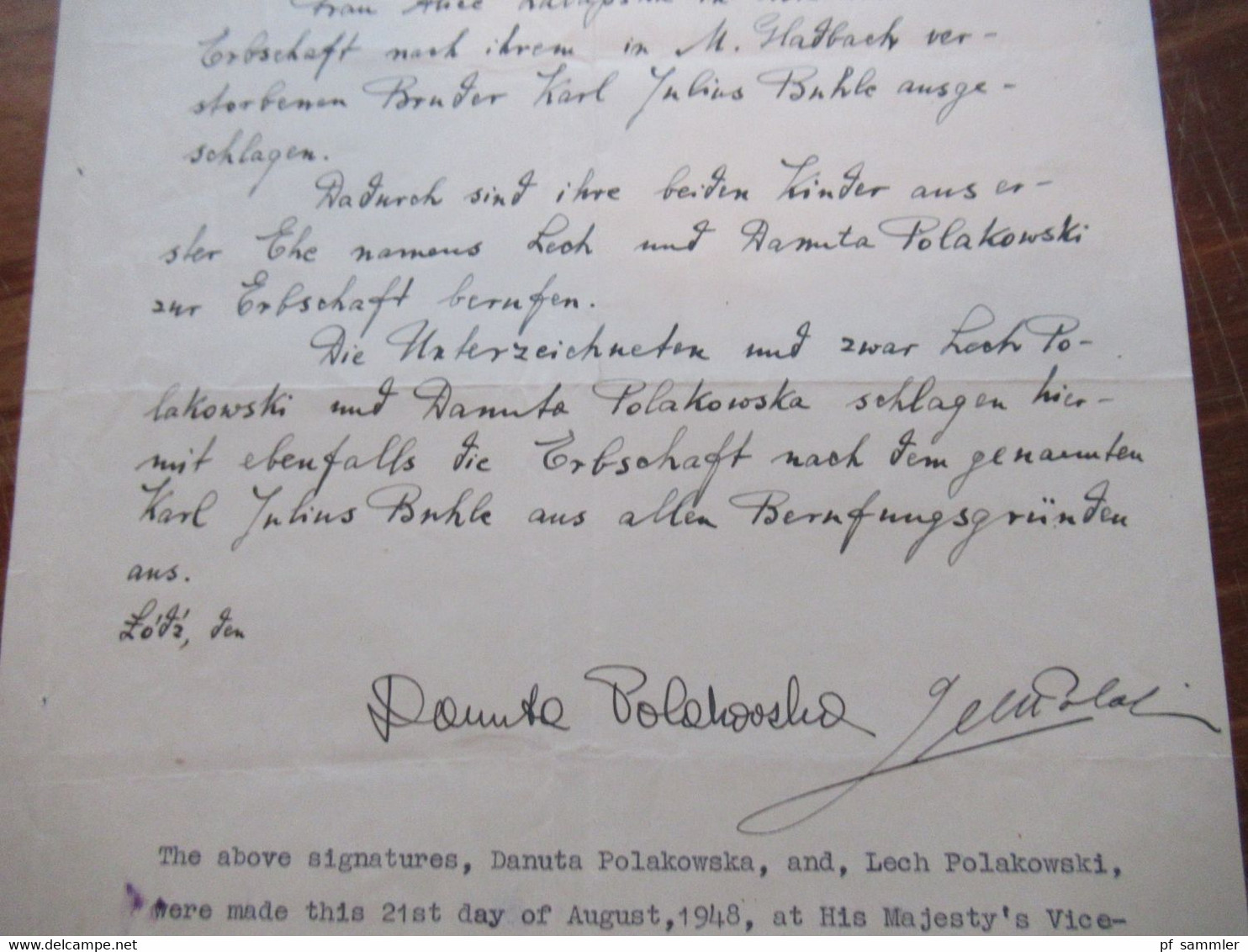 1948 Dokument Mit Fiskalmarken / Revenues Consular Service British Vice Consulate Lodz Erbausschlagung - Cartas & Documentos