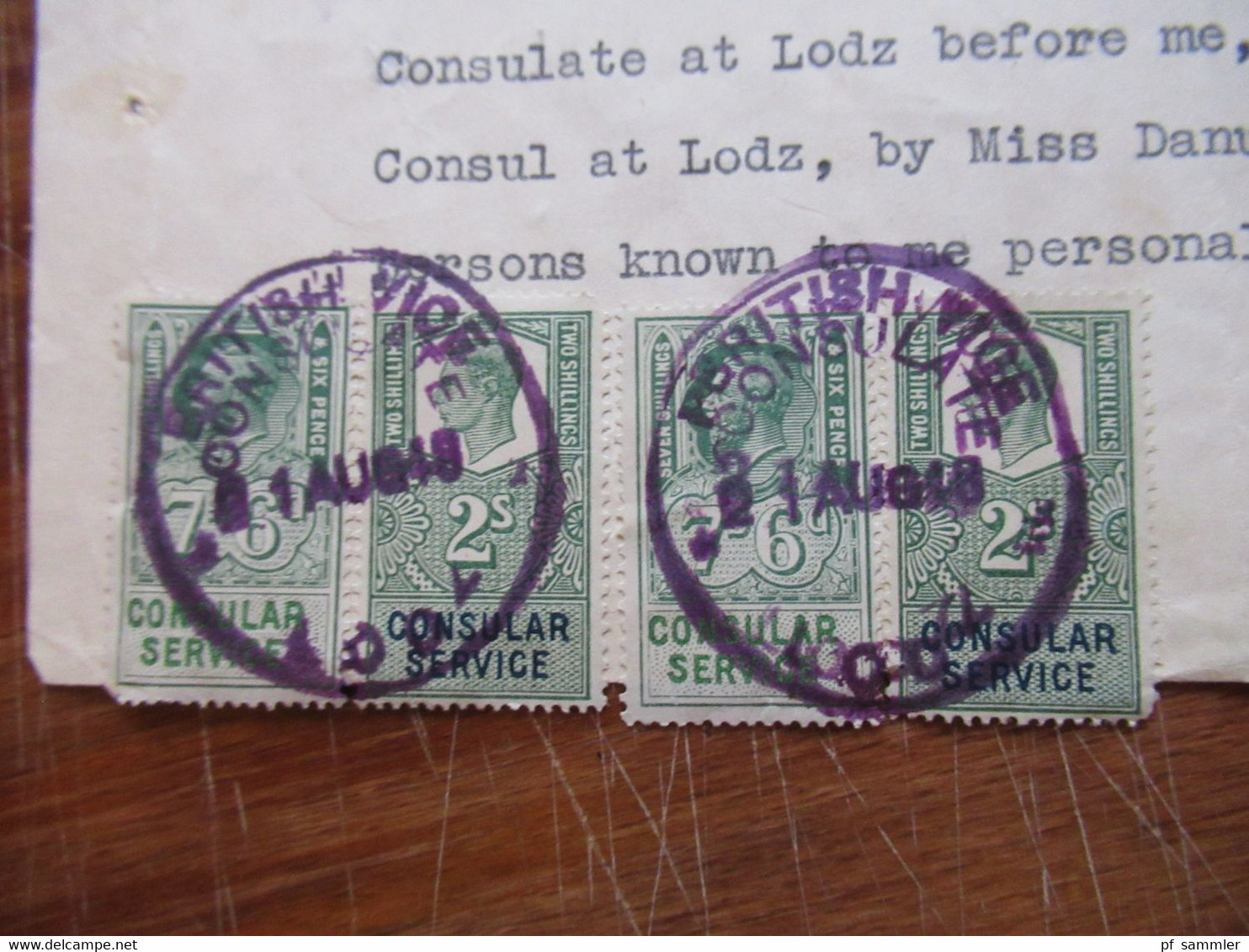 1948 Dokument Mit Fiskalmarken / Revenues Consular Service British Vice Consulate Lodz Erbausschlagung - Covers & Documents