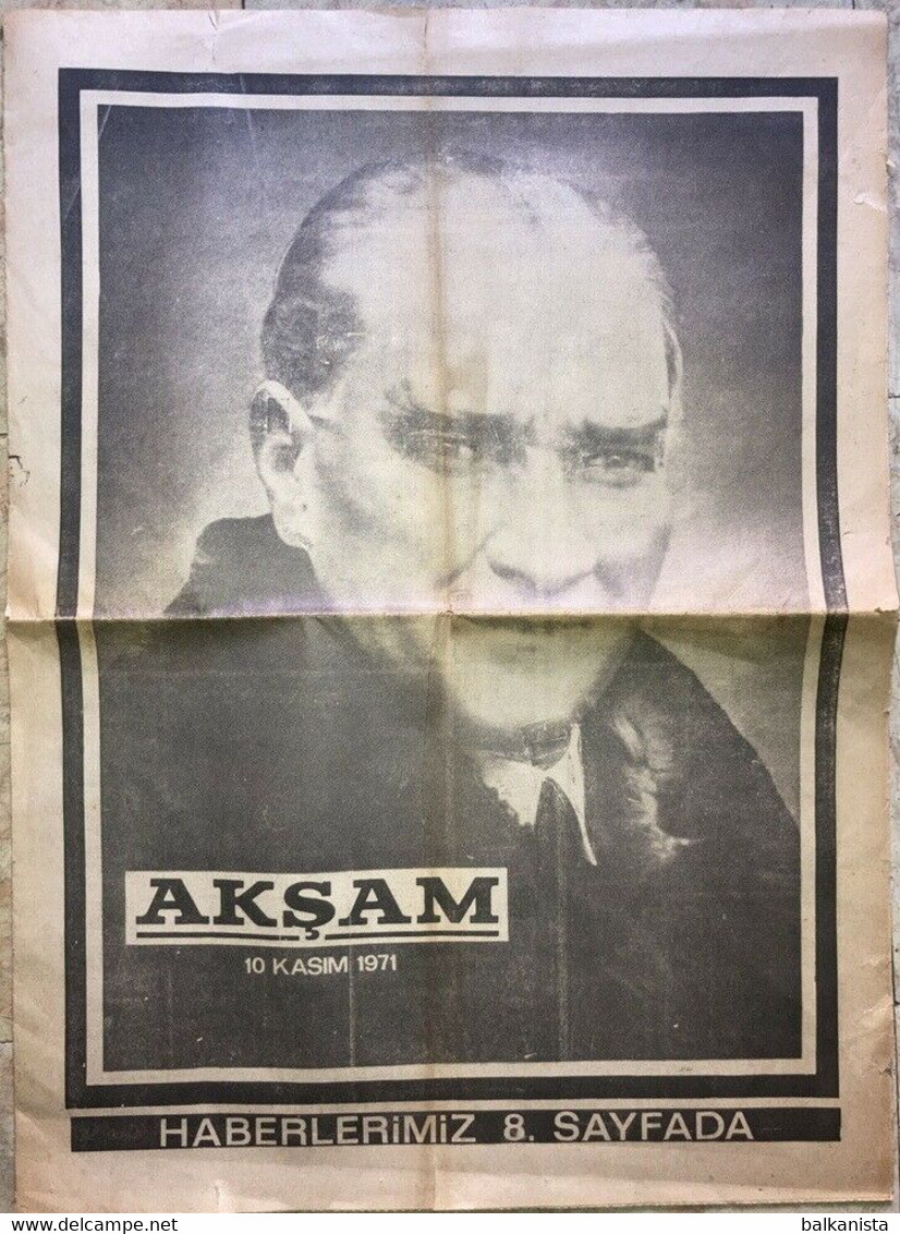 MUSTAFA KEMAL ATATURK - NEWSPAPER Death Anniversary 10 Kasım 1971 - People