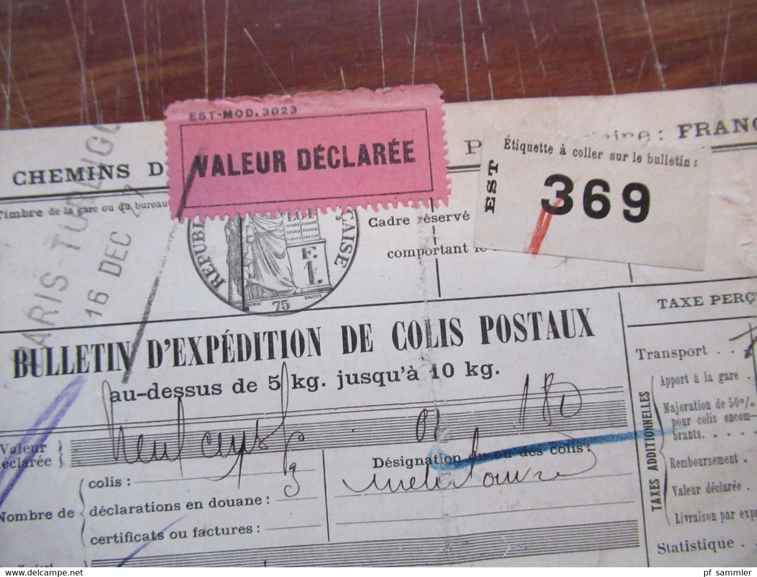 Frankreich 1927 Auslandspaketkarte Colis Postaux In Die Schweiz Valeur Declaree / Paris - Est Mit Vielen Stempeln!! - Briefe U. Dokumente