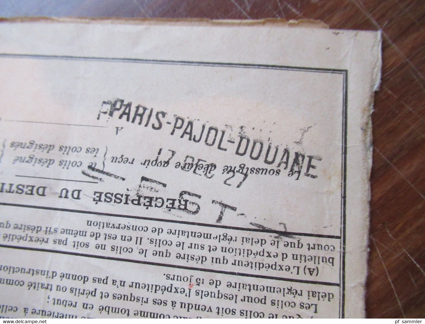 Frankreich 1927 Auslandspaketkarte Colis Postaux in die Schweiz Valeur Declaree / Paris - Est mit vielen Stempeln!!