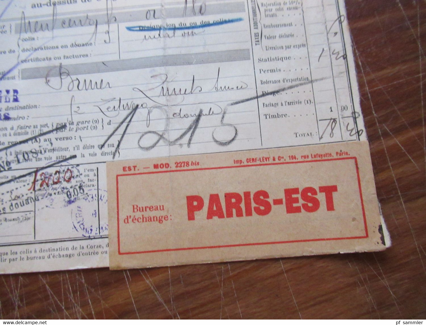 Frankreich 1927 Auslandspaketkarte Colis Postaux In Die Schweiz Valeur Declaree / Paris - Est Mit Vielen Stempeln!! - Brieven En Documenten