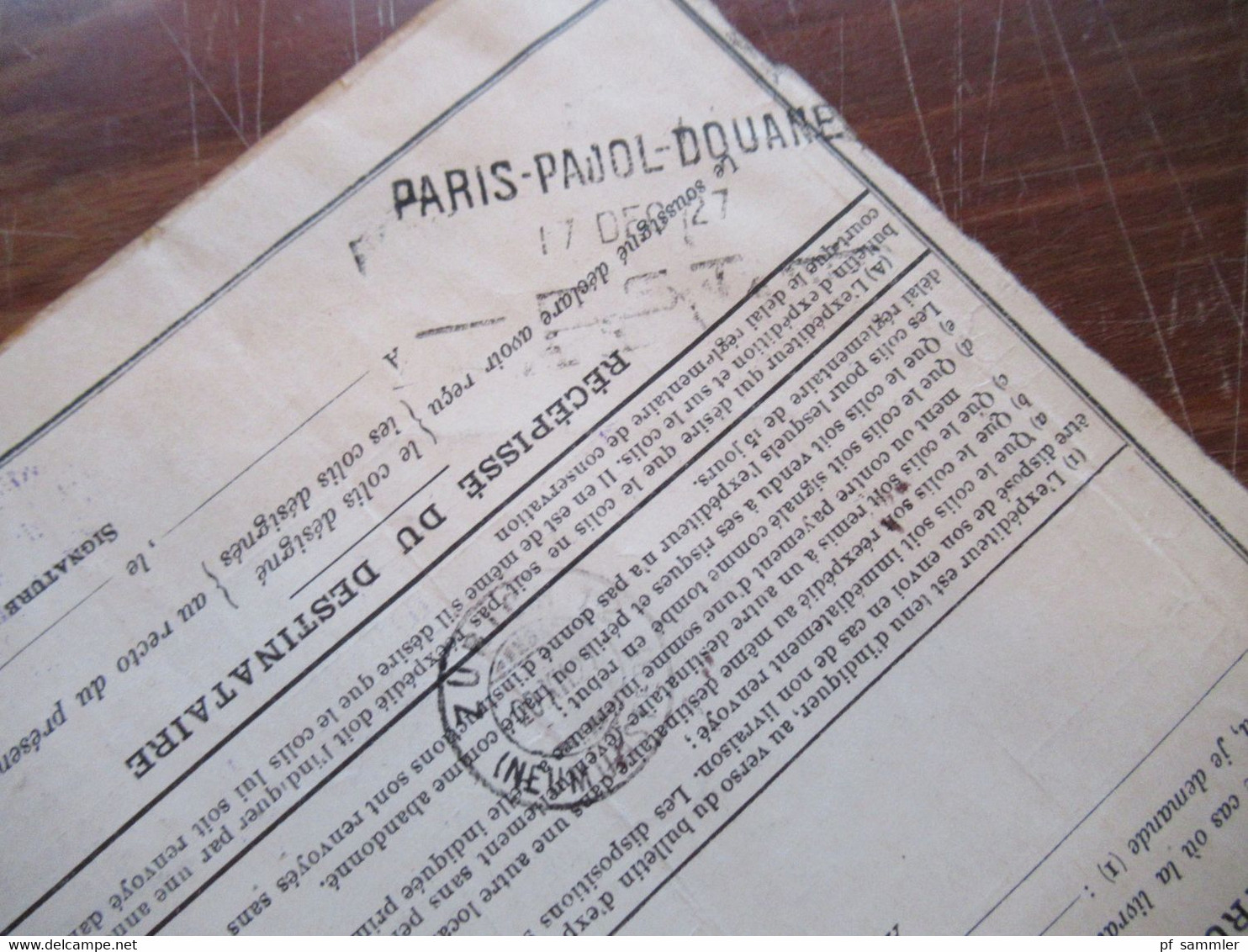 Frankreich 1927 Auslandspaketkarte Colis Postaux In Die Schweiz Valeur Declaree / Paris - Est Mit Vielen Stempeln!! - Lettres & Documents