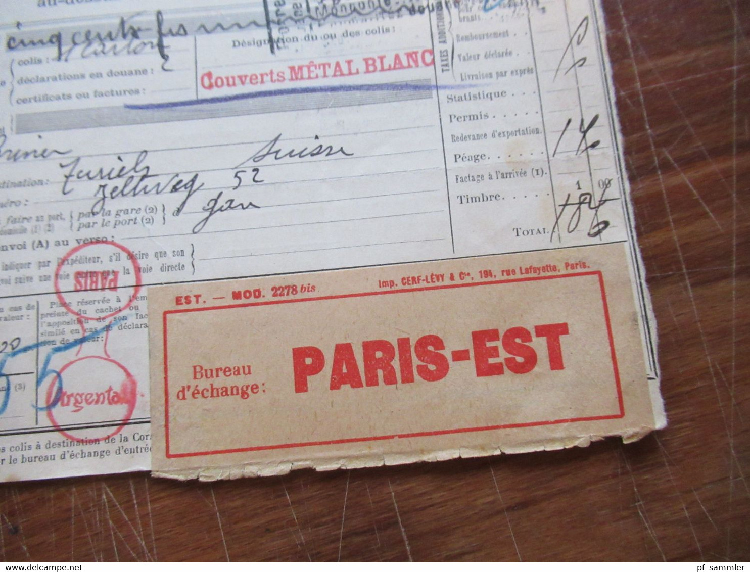 Frankreich 1927 Auslandspaketkarte Colis Postaux In Die Schweiz Valeur Declaree / Paris - Est Mit Vielen Stempeln!! - Cartas & Documentos