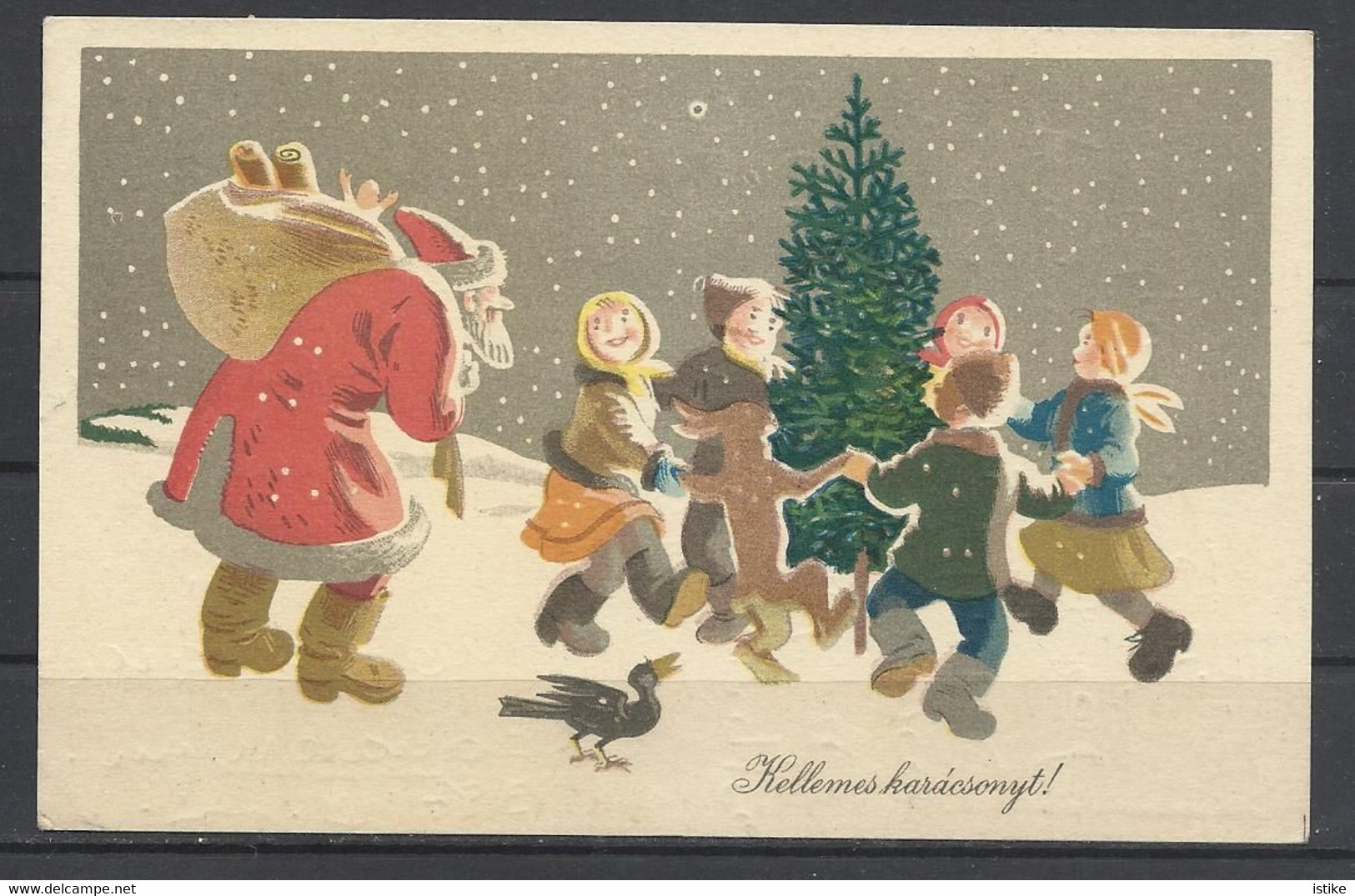 Merry Christmas, Santa Claus With Children, 1958. - Kerstmannen