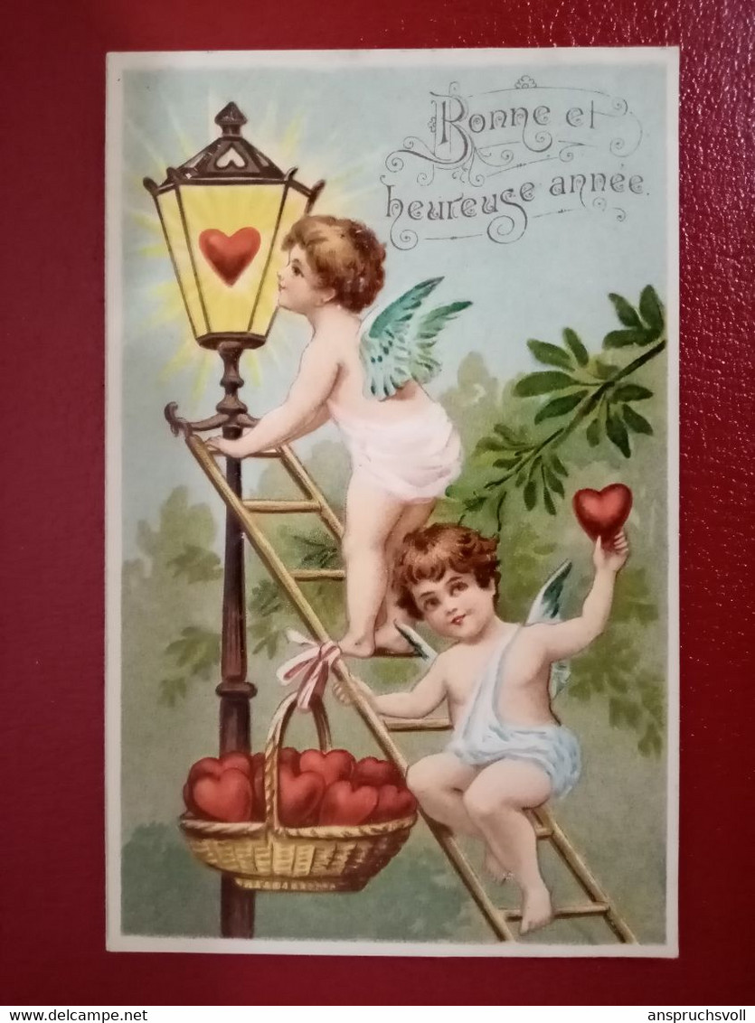 CPA GAUFREE - BONNE ET HEUREUSE ANNEE - Angelots Avec Coeurs - Anno Nuovo