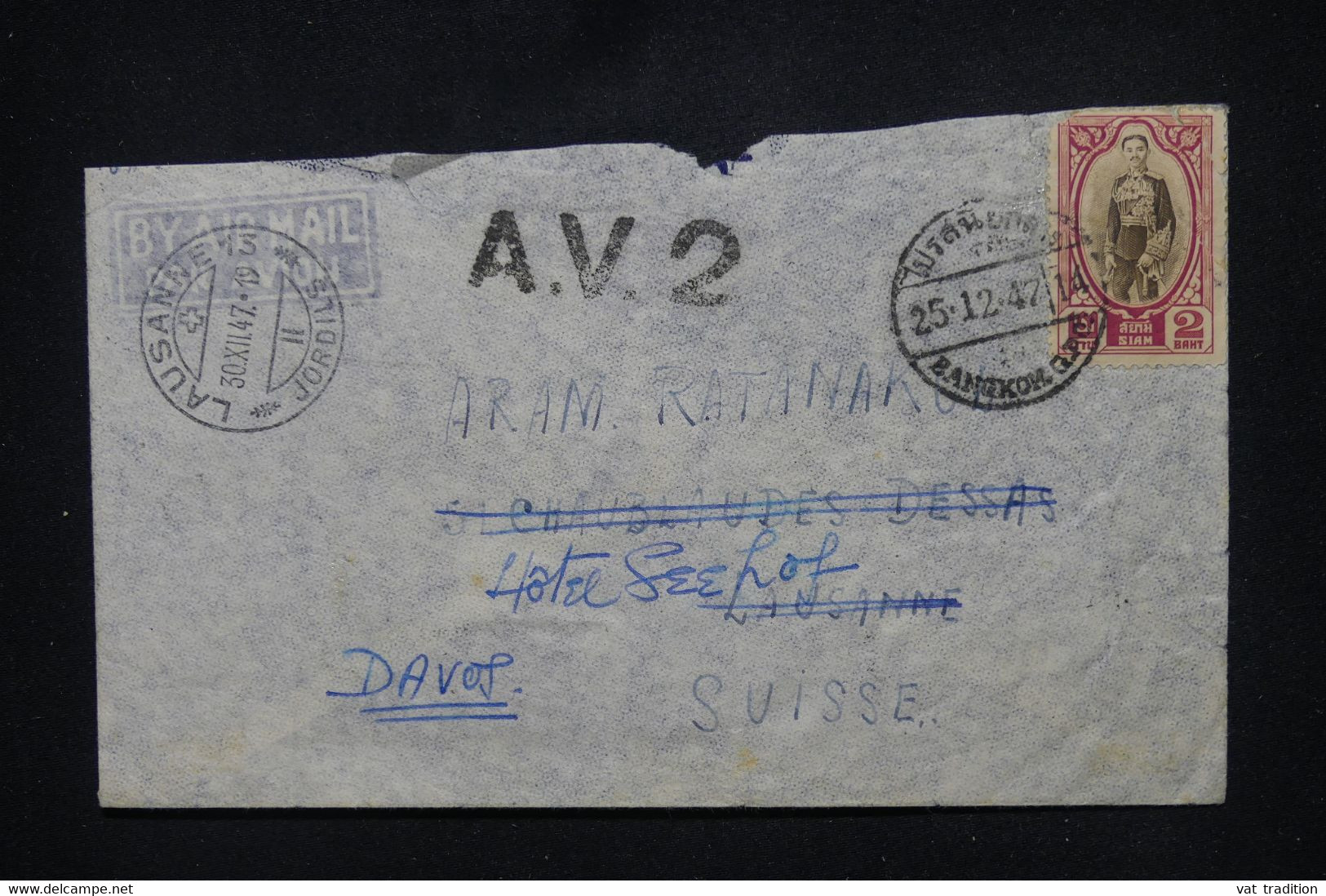 SIAM - Affranchissement Recto/ Verso Sur Enveloppe De Bangkok Pour La Suisse En 1947 - L 110003 - Siam