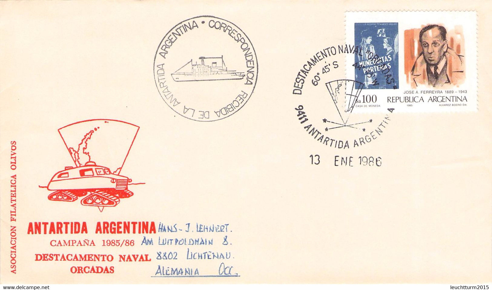ARGENTINA - COVER 1986 CORRESPONDENCIA RECIBIDO DE LA ANTARTICA Mi #1737 / YZ73 - Storia Postale