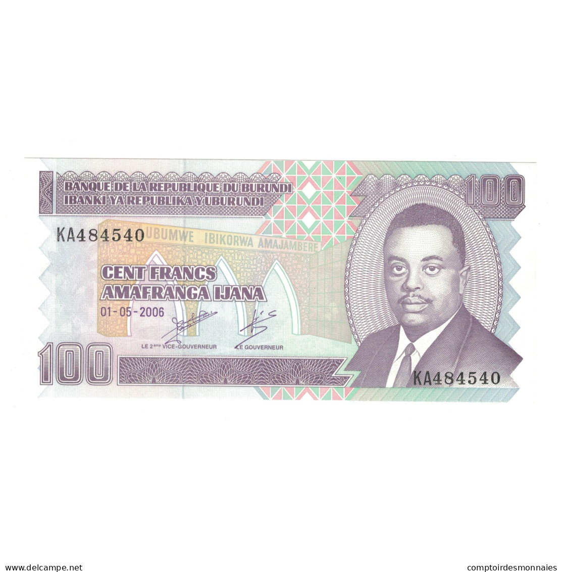 Billet, Burundi, 100 Francs, 2006, 2006-05-01, KM:37e, NEUF - Burundi