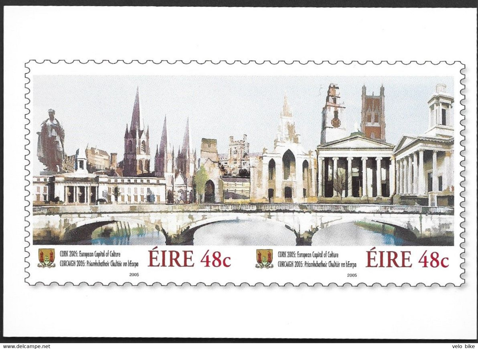 Eire Ireland Postal Stationery Postage Paid Cork 2005 Art Statue Bridge Church Capitol Of Culture Prioritaire Airmail - Postwaardestukken