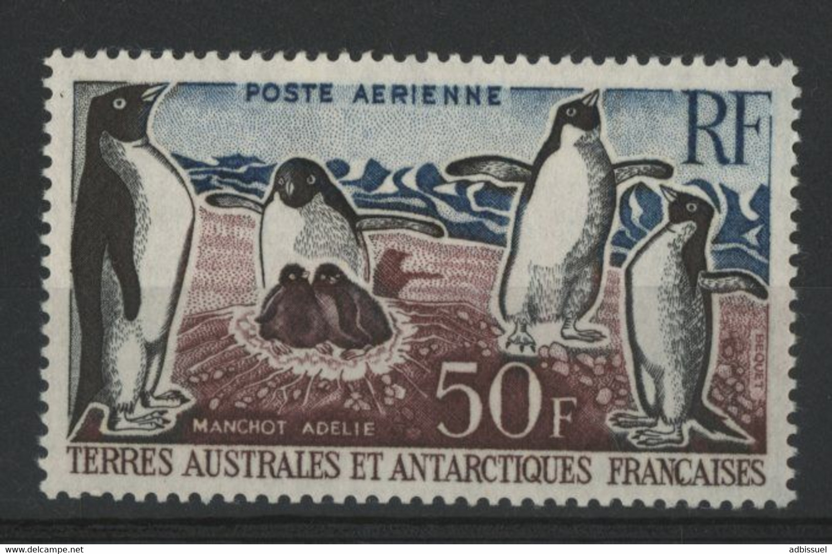 TAAF POSTE AERIENNE N° 5 Neuf ** (MNH) Cote 60 € 50 Fr Manchots Adélie. TB - Posta Aerea