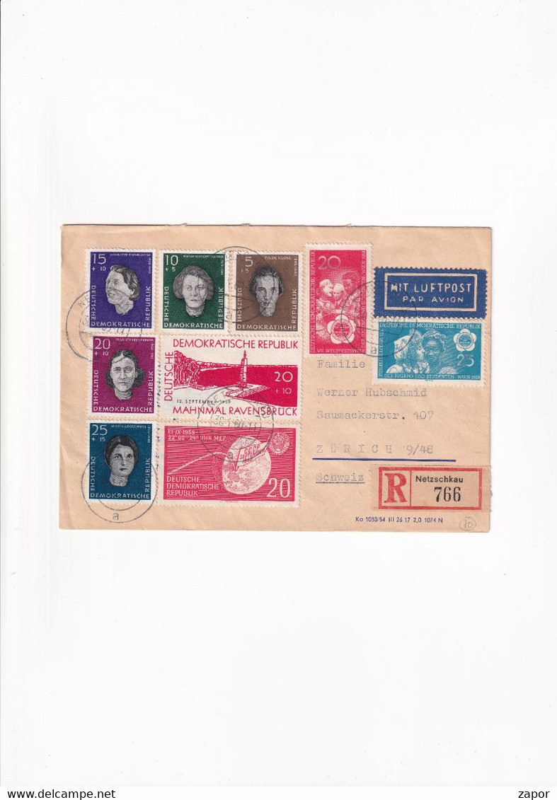 Brief - Recommandé - Mit Luftpost - Netzschkau To Zürich - 1960 - Enveloppes - Oblitérées