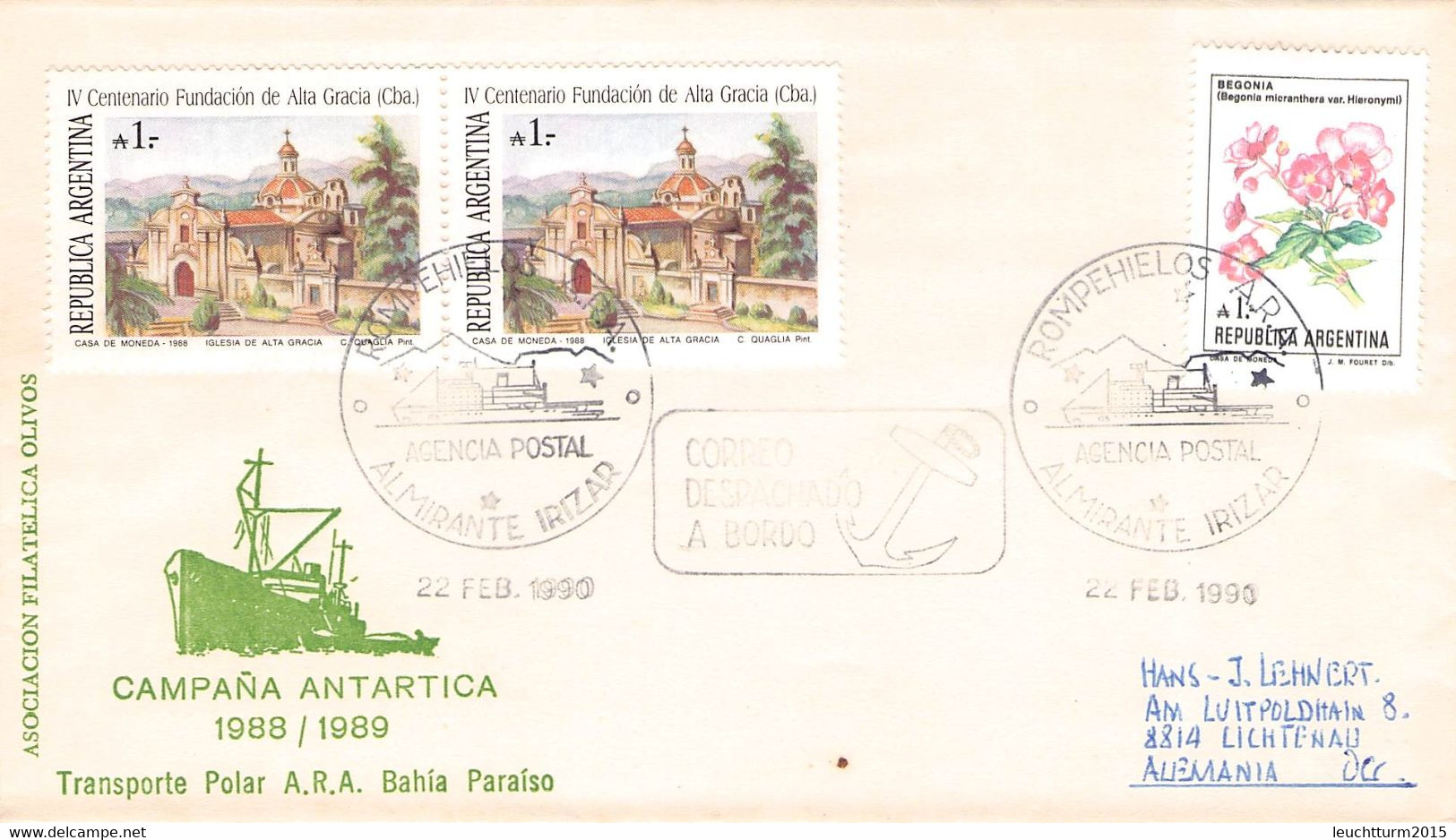 ARGENTINA - COVER 1990 POMPEHIELOS A.R.A. > LICHTENAU/DE Mi #1917 / YZ78 - Briefe U. Dokumente