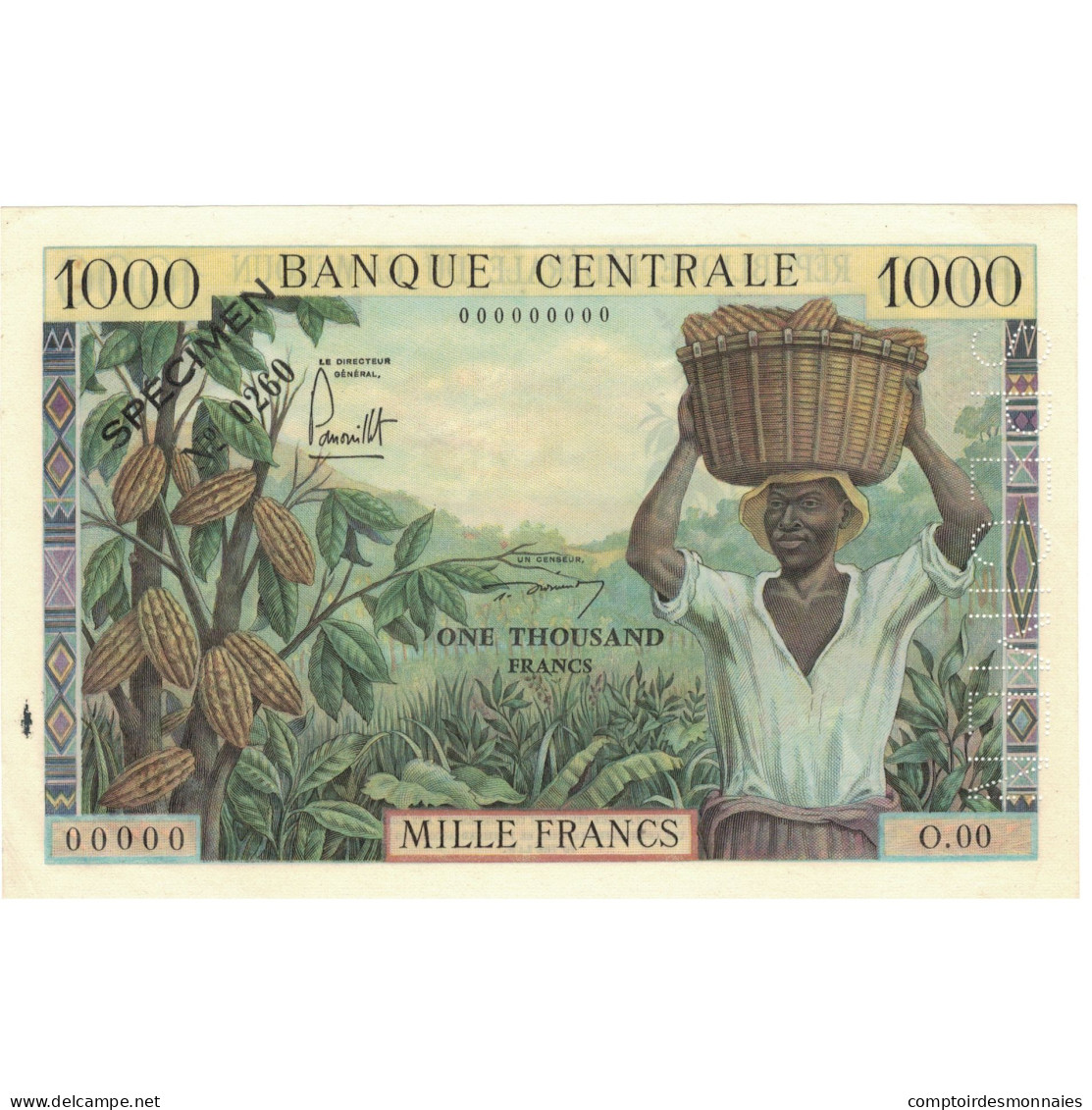 Billet, Cameroun, 1000 Francs, Specimen, KM:7, SPL - Camerún