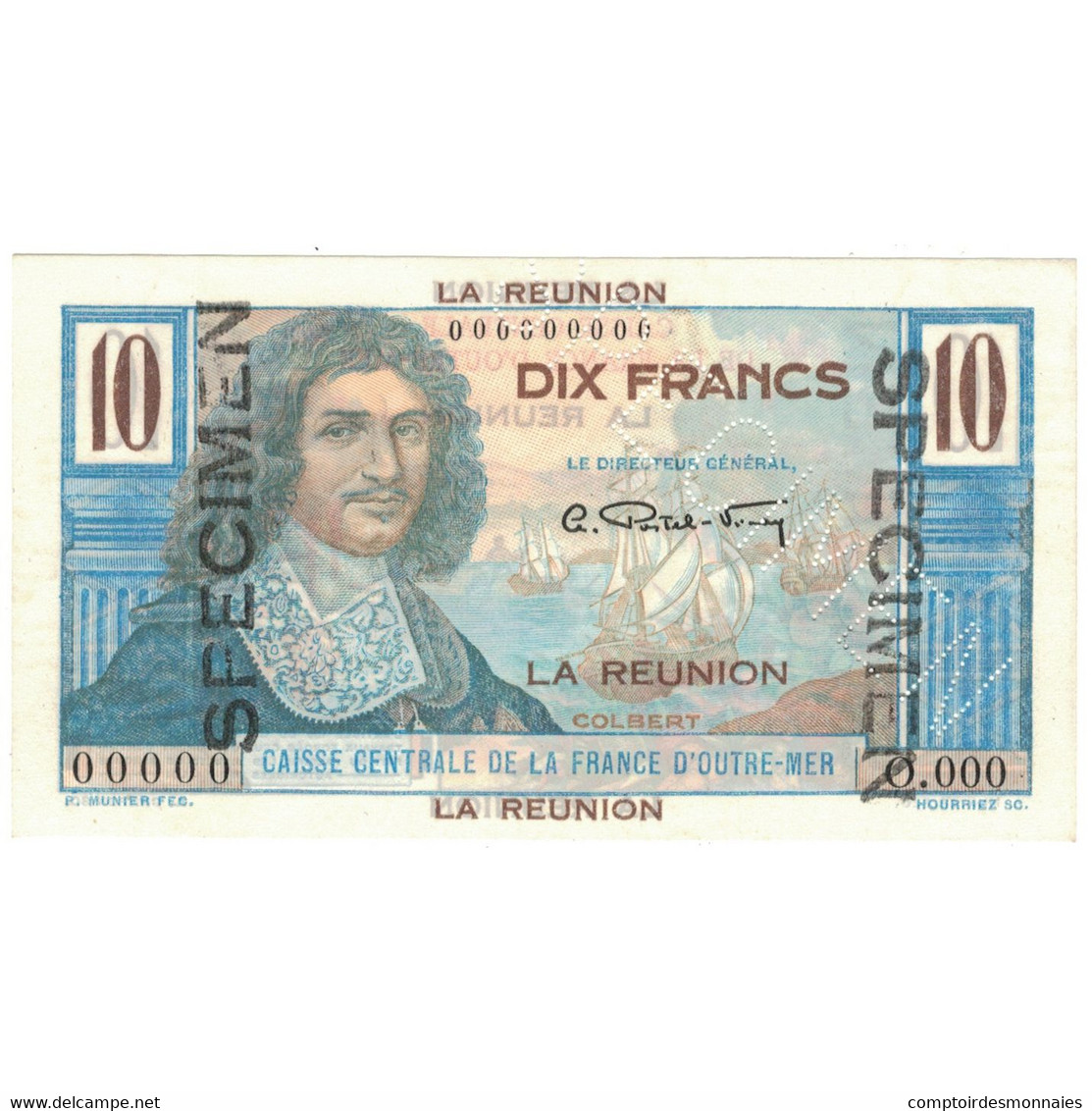 Billet, Réunion, 10 Francs, Specimen, KM:42s, SPL+ - Reunion