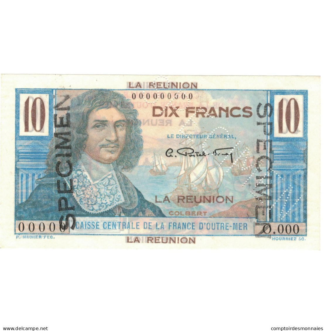Billet, Réunion, 10 Francs, Specimen, KM:42s, SPL+ - Reunion