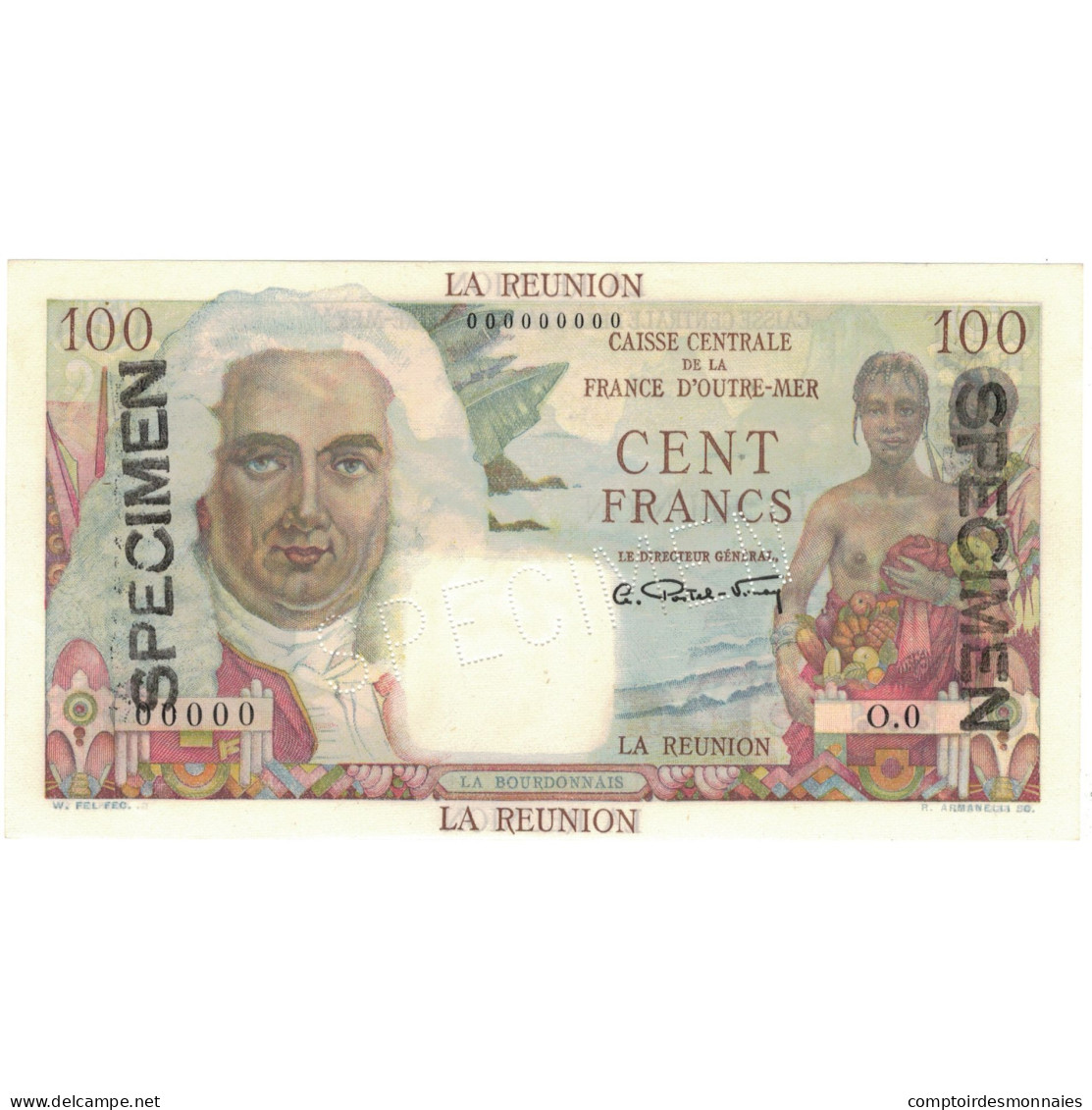 Billet, Réunion, 100 Francs, Specimen, KM:45s, SPL+ - Reunion