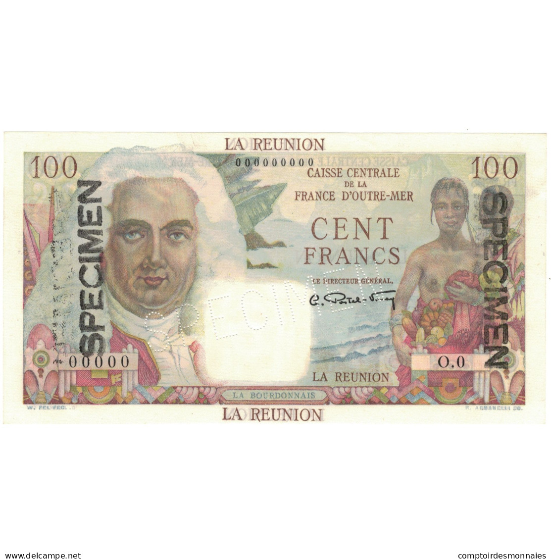 Billet, Réunion, 100 Francs, Specimen, KM:45s, SPL+ - Réunion