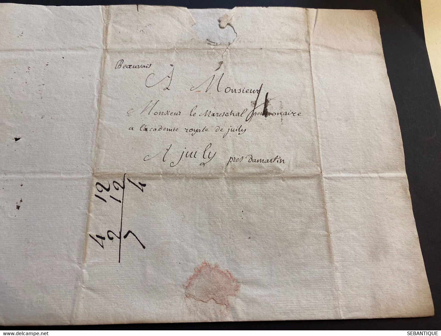 Lettre 1777 De Beauvais à Mr Le Mareschal Pensionnaire à L’académie Royale De Juilly - 1701-1800: Voorlopers XVIII