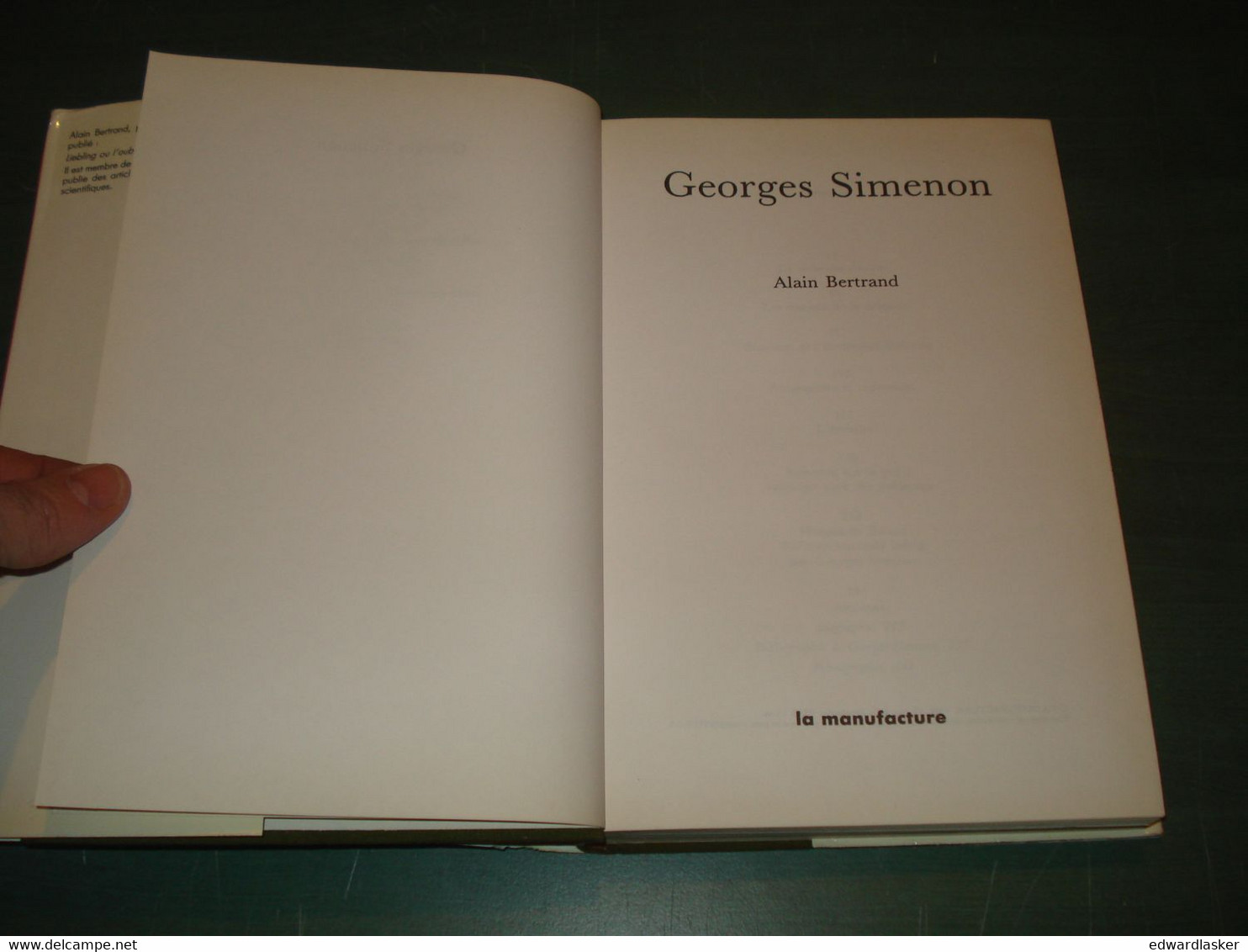 Georges SIMENON /Alain Bertrand - Biographie, Bibliographie - La Manufacture - Simenon