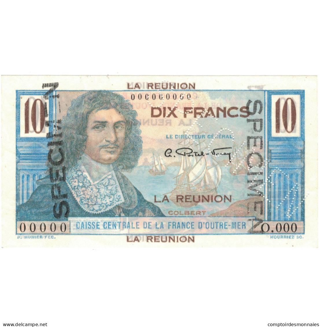 Billet, Réunion, 10 Francs, Specimen, KM:42s, SPL+ - Riunione