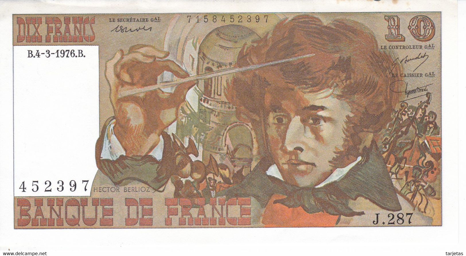 BILLETE DE FRANCIA DE 10 FRANCS DEL 4-3-1976 CALIDAD EBC (XF) (BANKNOTE) BERLIOZ - 10 F 1972-1978 ''Berlioz''