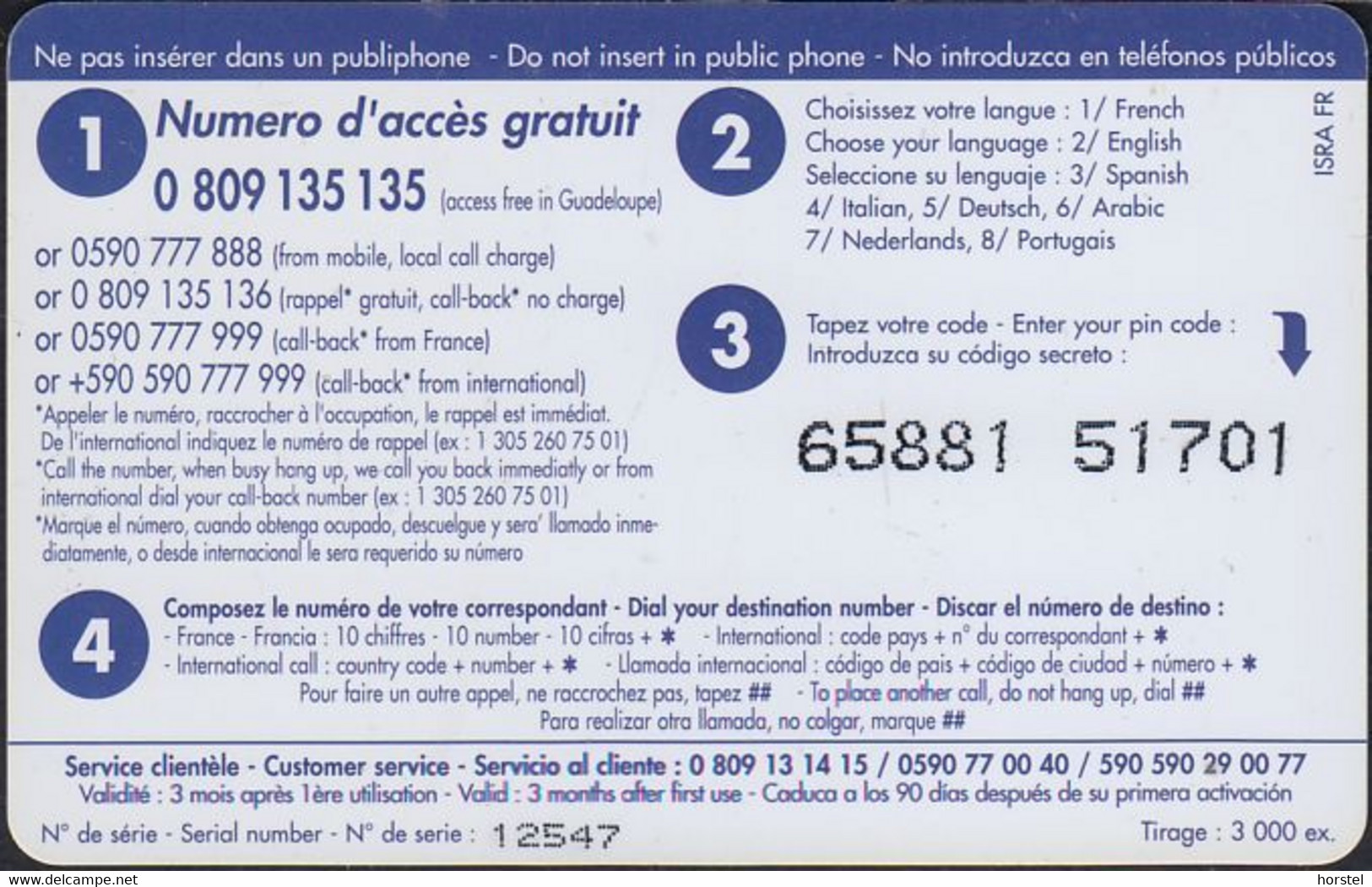 French Antillen 2001 ANTF DA12 - Inter Card - Beach - 15 € - Antilles (French)