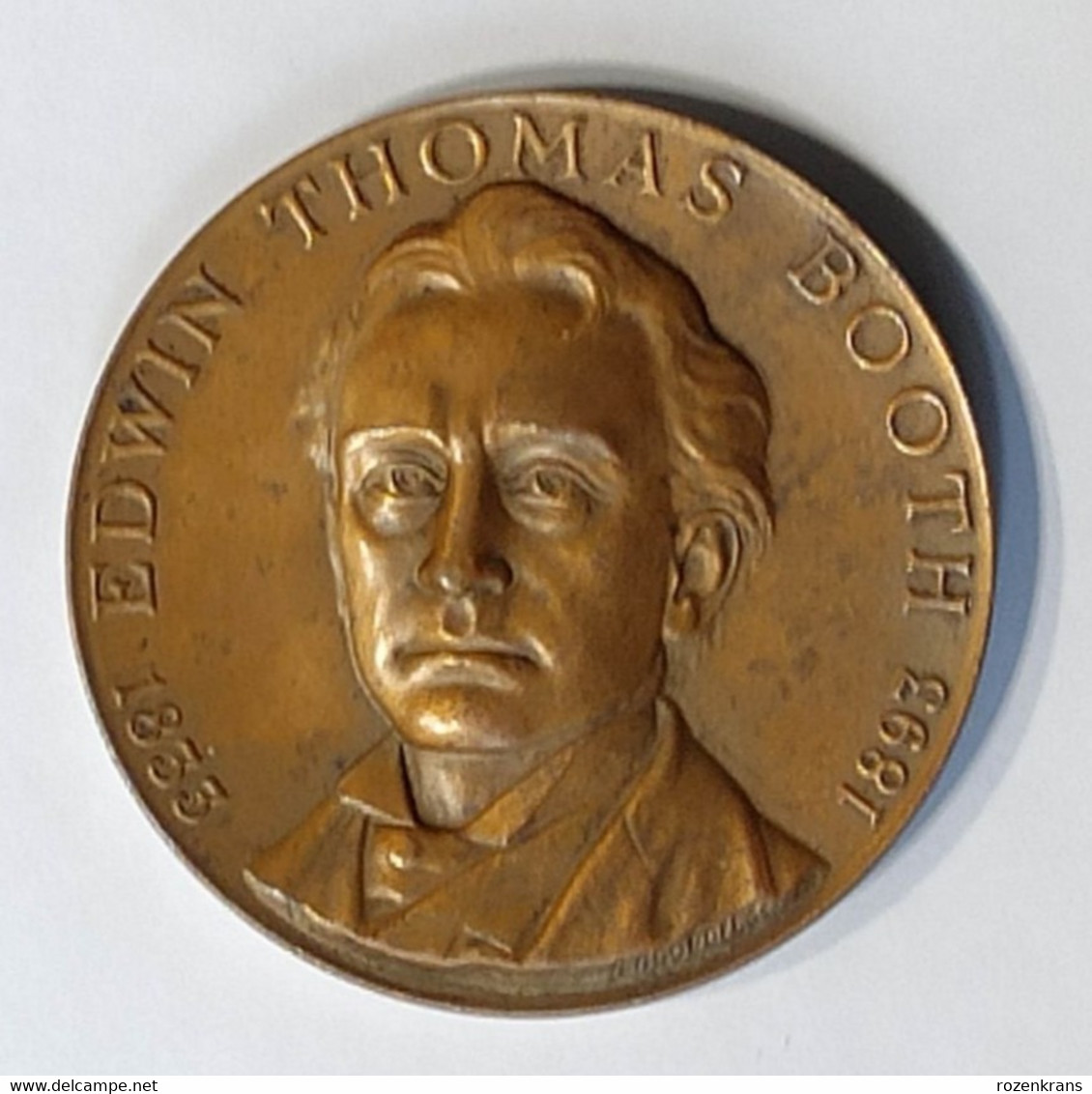 Old Bronze Medal The Hall Of Fame For Great Americans New York University Edwin Booth Shakespeare American Actor 1970 US - Autres & Non Classés