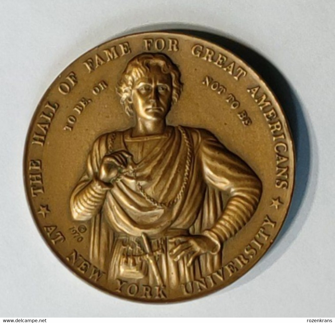 Old Bronze Medal The Hall Of Fame For Great Americans New York University Edwin Booth Shakespeare American Actor 1970 US - Sonstige & Ohne Zuordnung