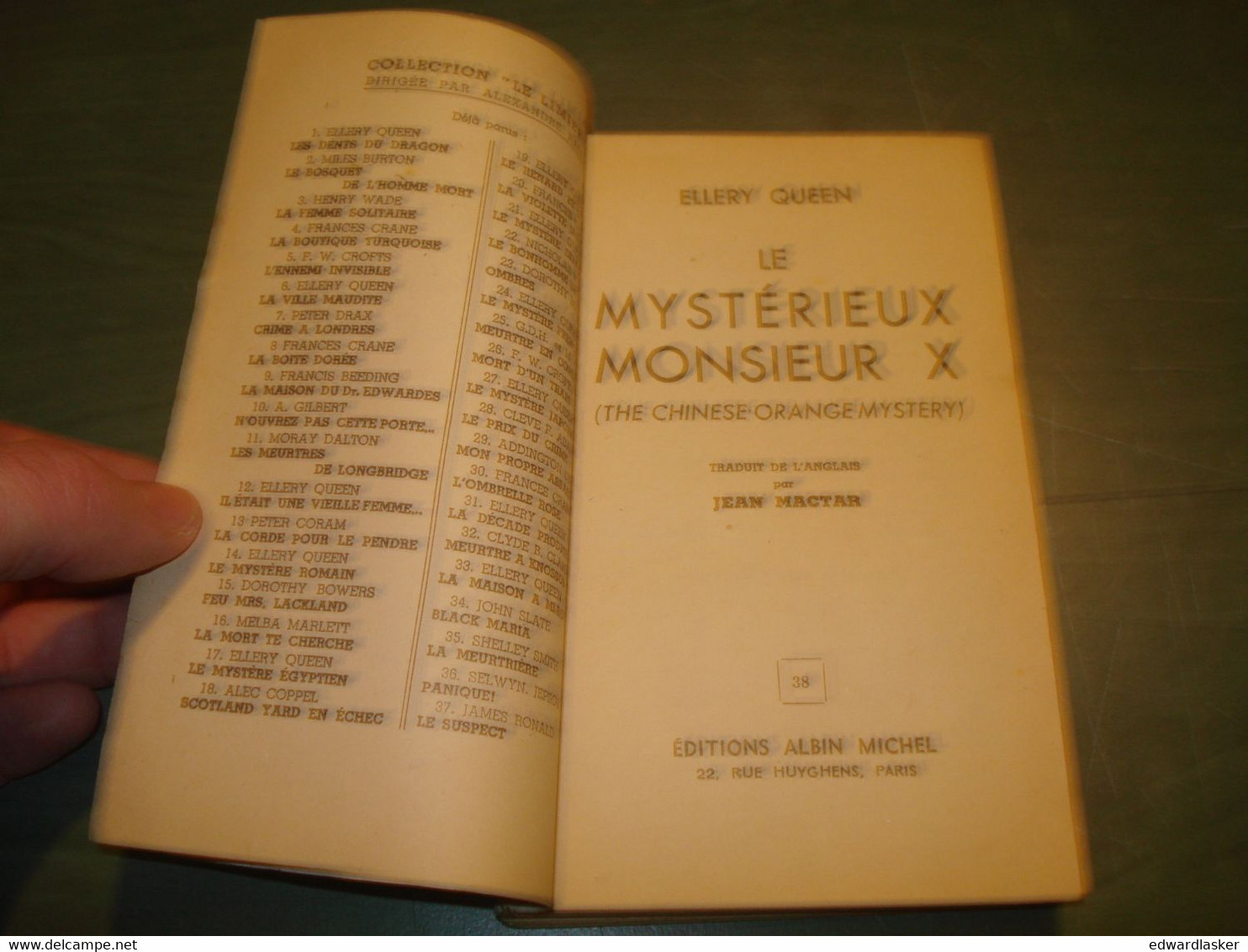 Coll. LE LIMIER N°33 : Le Mystérieux Mr. X /Ellery Queen - 1951 - Albin-Michel - Le Limier