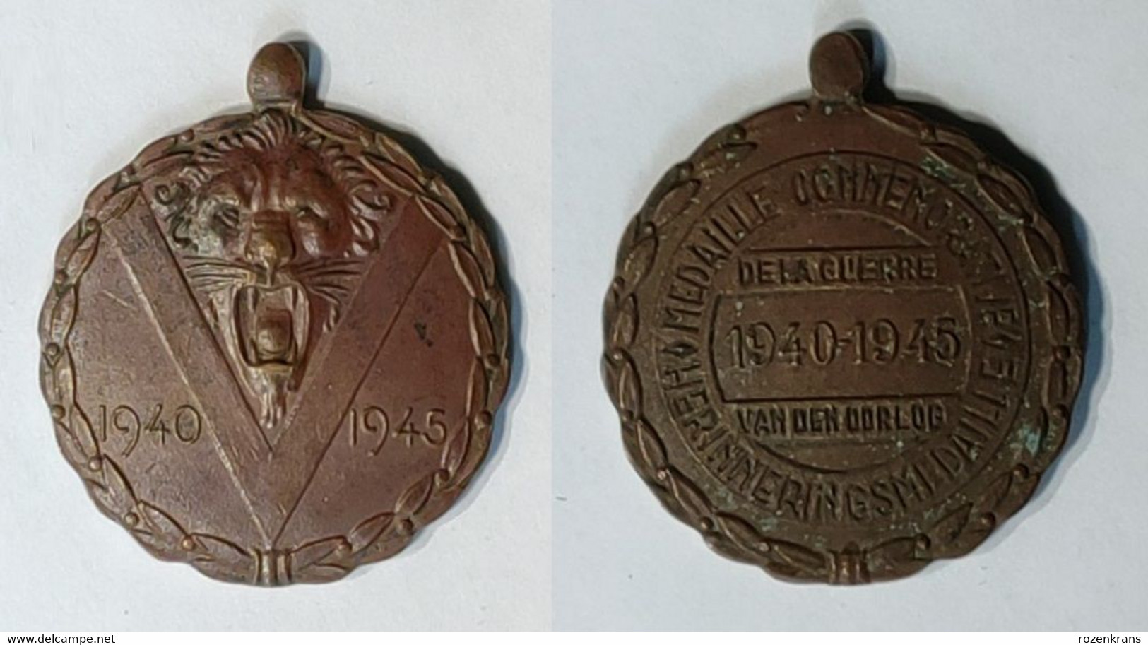 1940 1945 Original Originele Medal  Médaille Commemorative Herinneringsmedaille WW2 WWII World War 2 Belgian Belge - Belgio